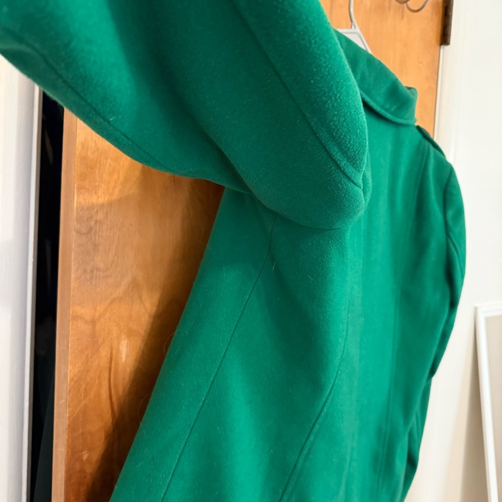 Old Navy Double-Breasted Kelly Green Wool Blend Peacoat - Picture 5 of 7